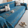 Plaid jeté de canapé grande taille bohème chenille renforcée bleue