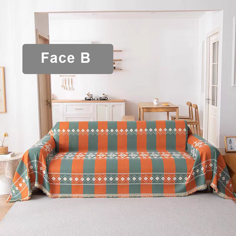 Plaid jeté de canapé grande taille double face style bohème face B