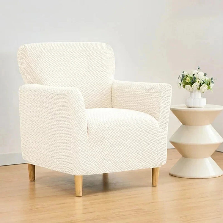 Housse pour fauteuil club velours damassé beige