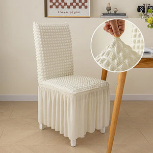 Chair cover with embossed texture lace skirt