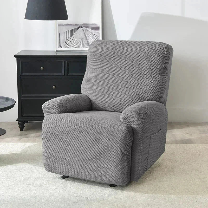 Housse fauteuil relax gris moyen velours damassé  