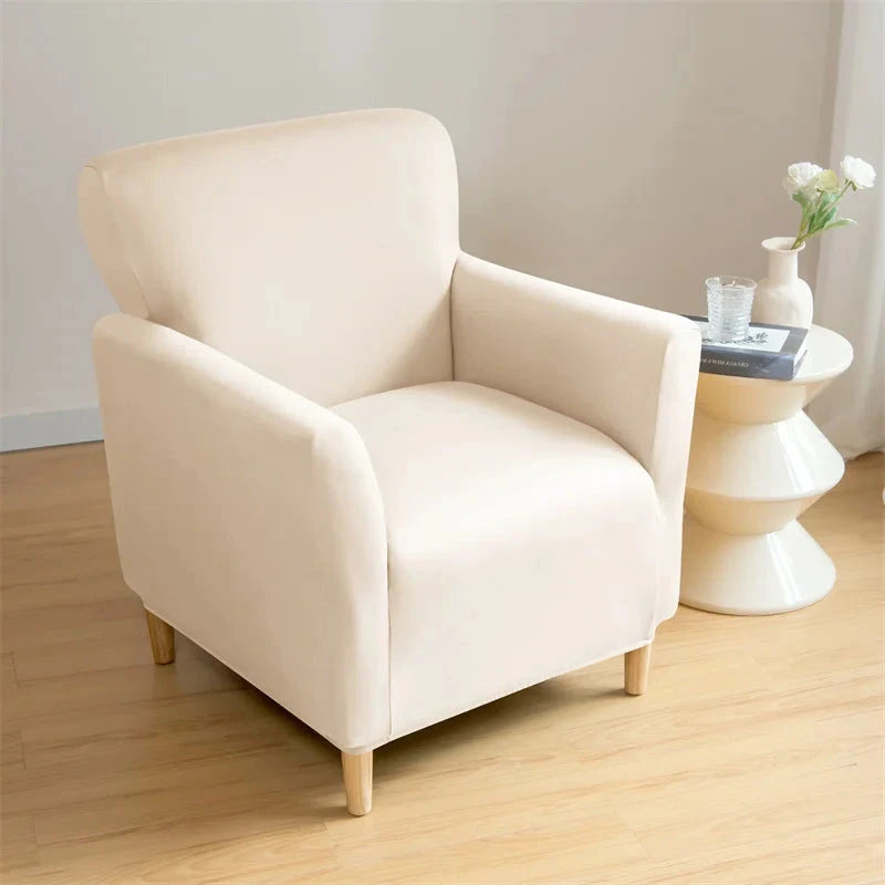 Housse pour fauteuil club en lycra imperméable beige