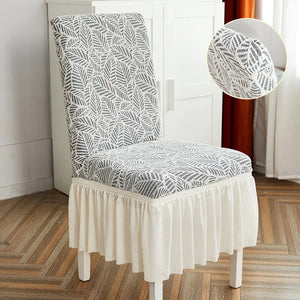 Chair cover with hibiscus embossed texture lace skirt