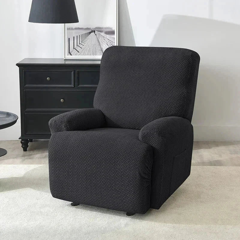 Housse fauteuil relax noir velours damassé  