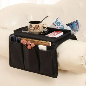 Waterproof armrest organizer with small tray and built-in pockets