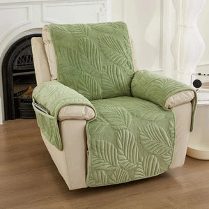 Cover for relax armchair in non-slip quilted velvet hibiscus texture