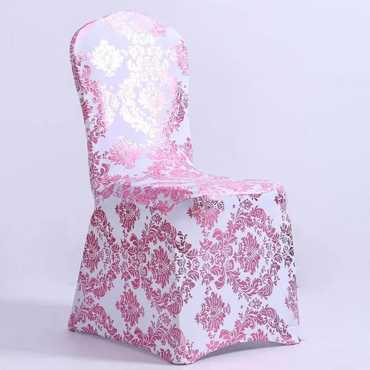 Housse de chaise mariage motif doré rose