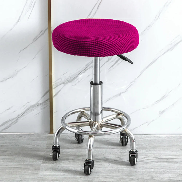 Housse de tabouret rond super extensible rose fushia