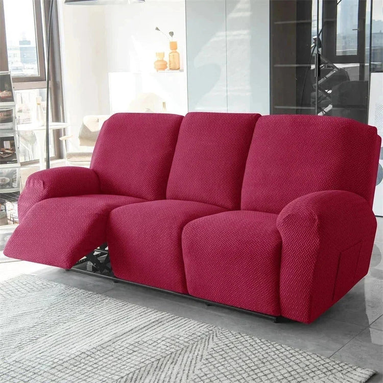 Housse canapé relax 3 places rose fushia velours damassé