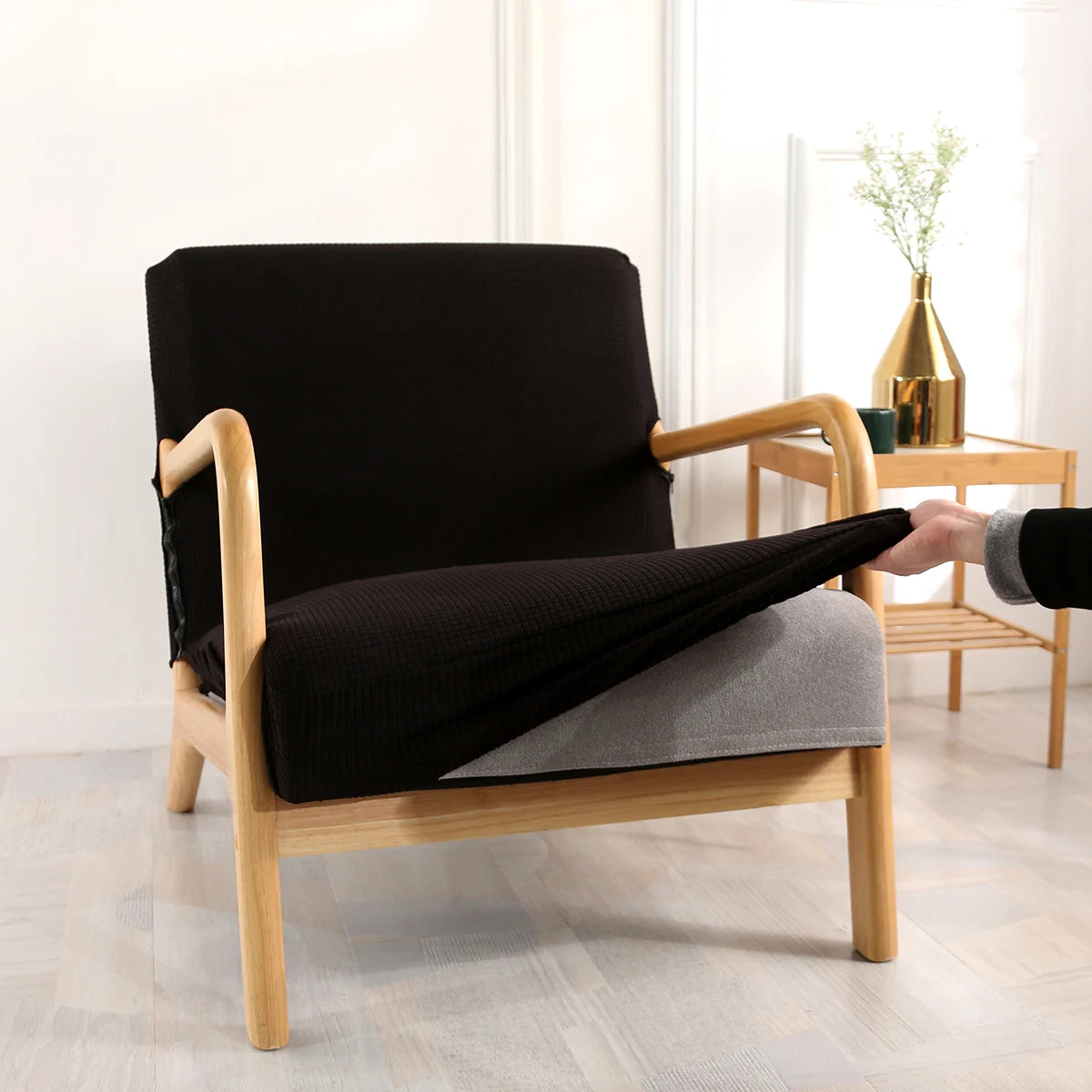  Housse de fauteuil scandinave noir