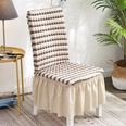 Chair cover with lace skirt and embossed texture