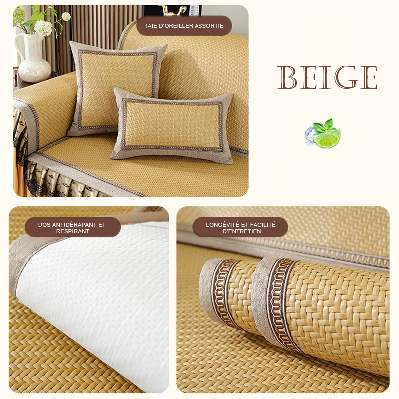 housse de canapé en rotin beige