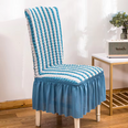 Chair cover with lace skirt and embossed texture