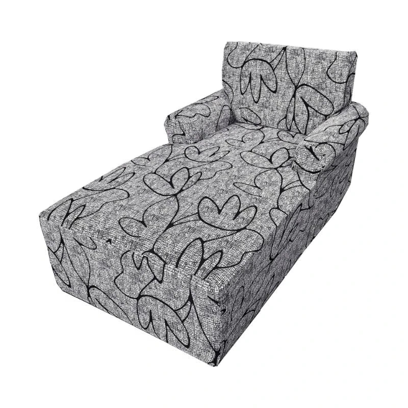 housse pour méridienne et chaise longue avec double accoudoir motif gris