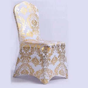 Gold pattern wedding chair cover for banquet, event - 8 colors