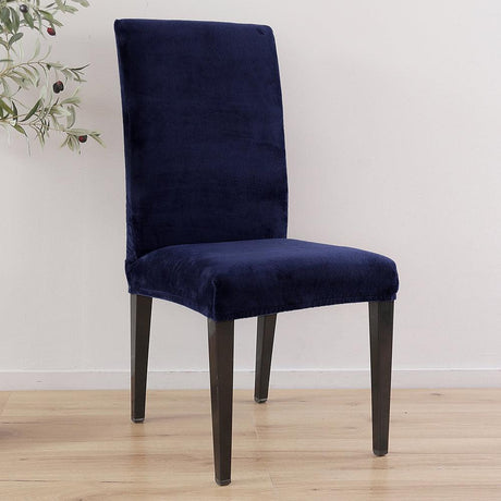 Housses de chaises extensibles pur velours bleue marine