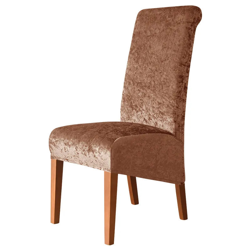 Housses de chaises hautes velours brillanté marron