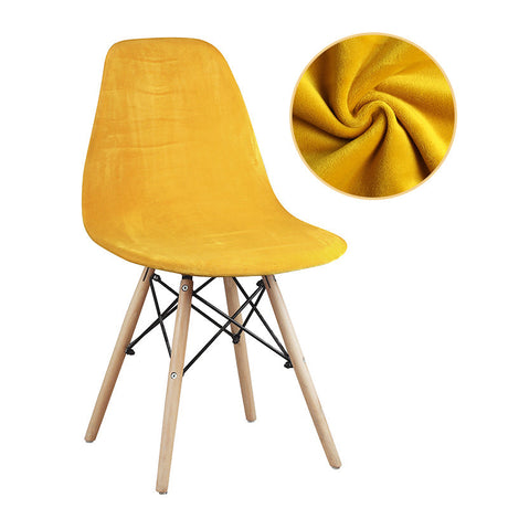 Housse de chaise scandinave pur velours jaune