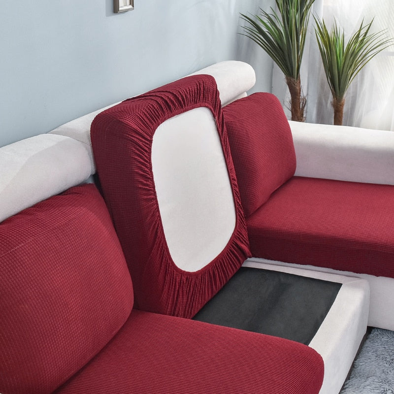 housses de coussins de canapé extensible bordeaux