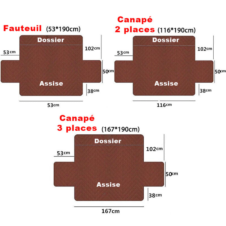 Guide des tailles protection fauteuil relax anti griffes