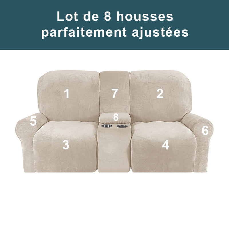 housses pour canapé relax 2 places beige 8 pièces