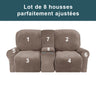 housses pour canapé relax 2 places Casaharmony khaki