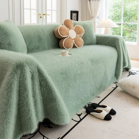jeté de canapé luxe grande taille en fourrure chaude vert matcha