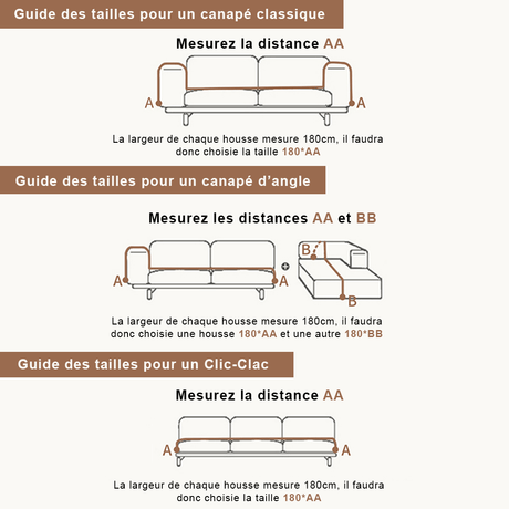 guide des tailles Jeté De Canapé Grande Taille