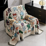 plaid jeté de fauteuil double face réversible chenille renforcé graffiti