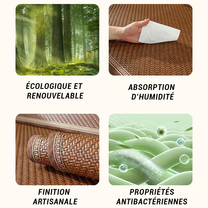 tissu en rotin absorbe l'humidité, hypoallergénique, antibactérien