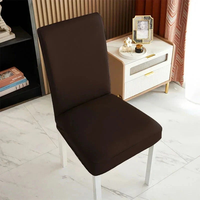 zoom Housse de chaise imperméable simili cuir hydrofuge marron